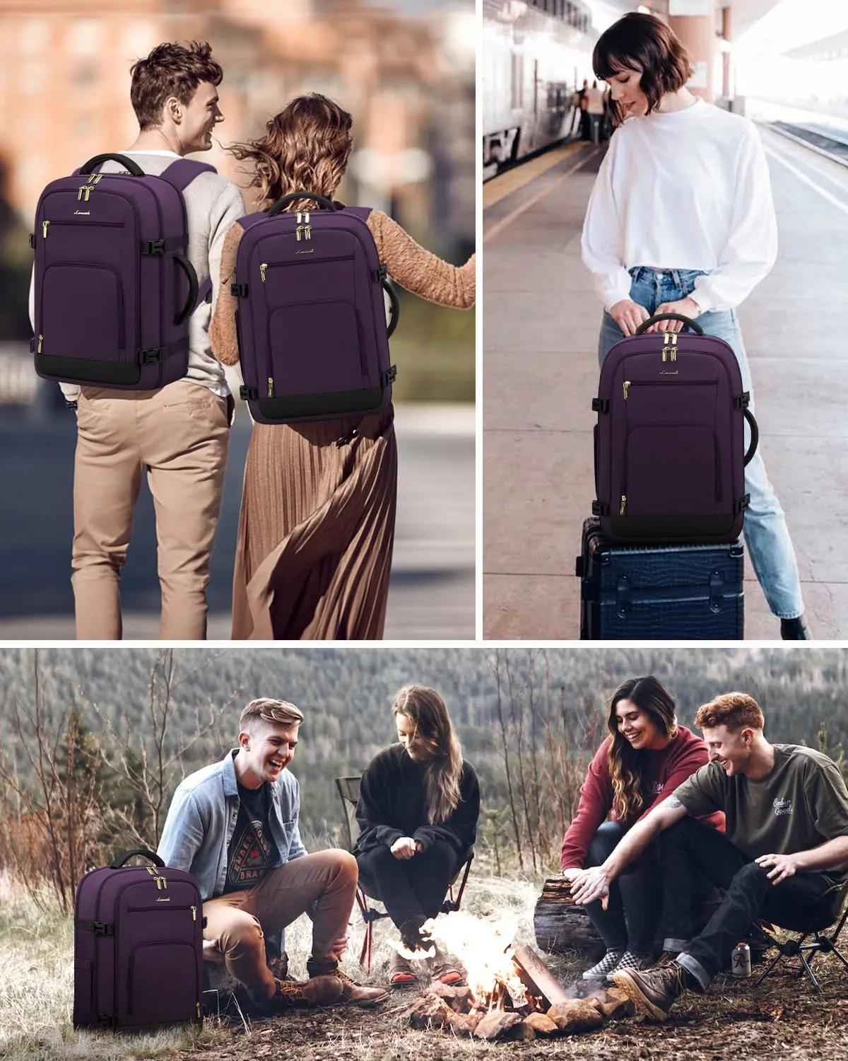 LOVEVOOK Carry On Travel Backpack For Women Flight Approved, 40L Large Personal Item Backpack Travel Bag for Airplanes, Business 17 Inch Laptop Backpack, Weekender Overnight Daypack, With 2 Cubes