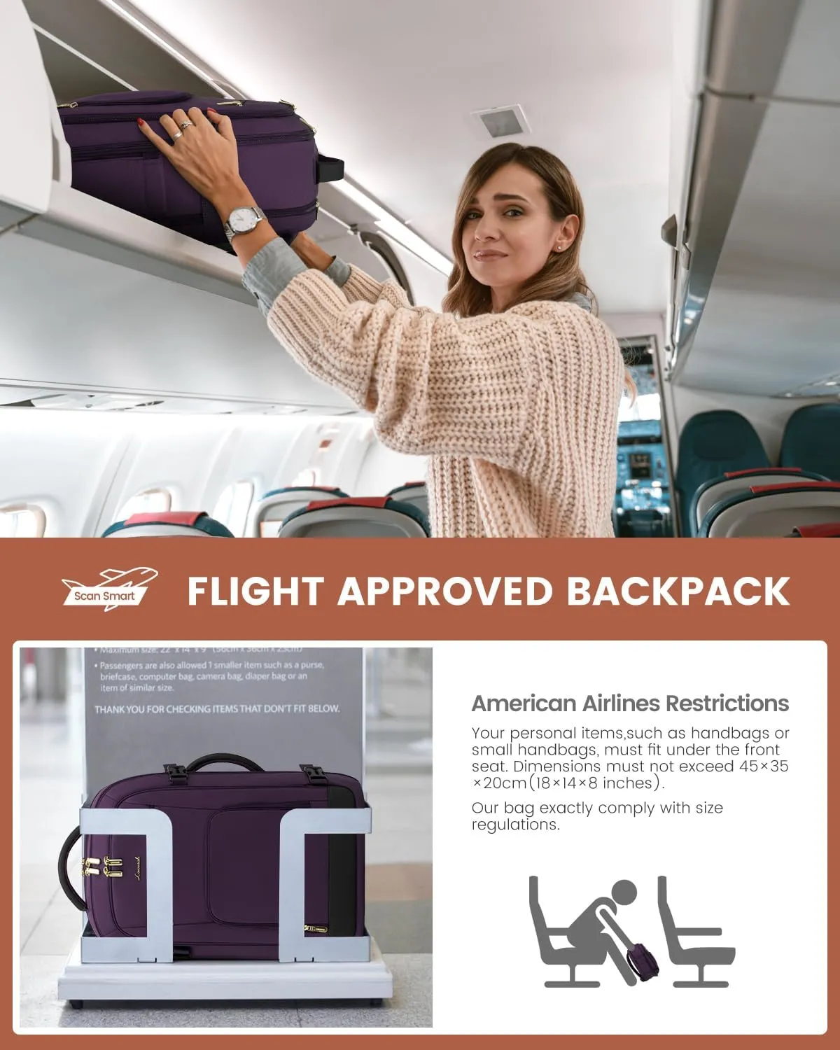 LOVEVOOK Carry On Travel Backpack For Women Flight Approved, 40L Large Personal Item Backpack Travel Bag for Airplanes, Business 17 Inch Laptop Backpack, Weekender Overnight Daypack, With 2 Cubes
