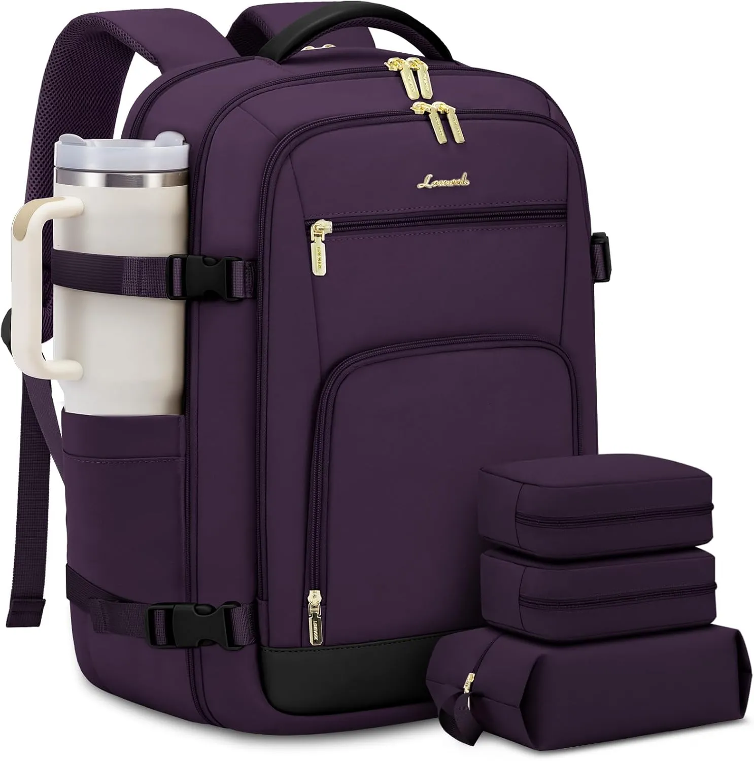 LOVEVOOK Carry On Travel Backpack For Women Flight Approved, 50L Large Personal Item Backpack Travel Bag for Airplanes, Business 18 Inch Laptop Backpack, Weekender Overnight Daypack, With 3 Cubes