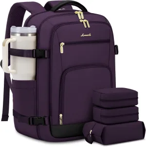 LOVEVOOK Carry On Travel Backpack For Women Flight Approved, 50L Large Personal Item Backpack Travel Bag for Airplanes, Business 18 Inch Laptop Backpack, Weekender Overnight Daypack, With 3 Cubes