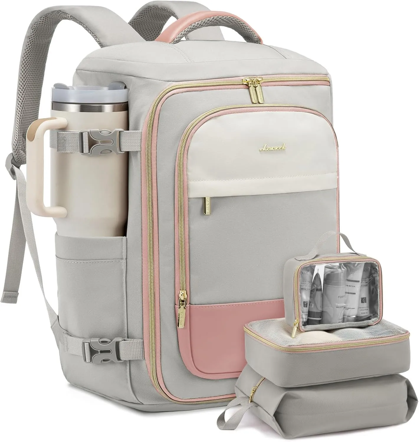 LOVEVOOK Large Travel Backpack for Women, 40L TSA Approved Backpack with 3 Packing Cubes, Personal Item Bag Fits 17" Laptop, Water-resistant Travel Carry On Bag for Women