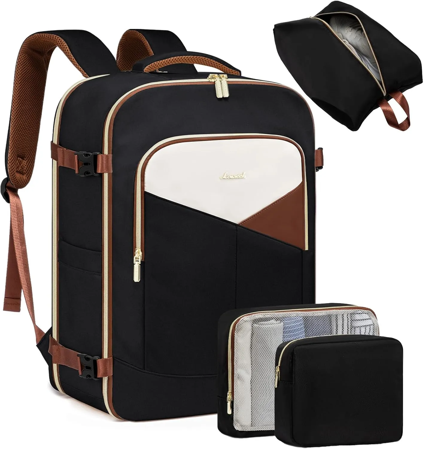 LOVEVOOK Large Travel Backpack for Women & Men, TSA Carry-On with 3 Packing Cubes, Personal Item Fit 17" Laptop, 40L Waterproof Travel Essentials Airline Approved Luggage