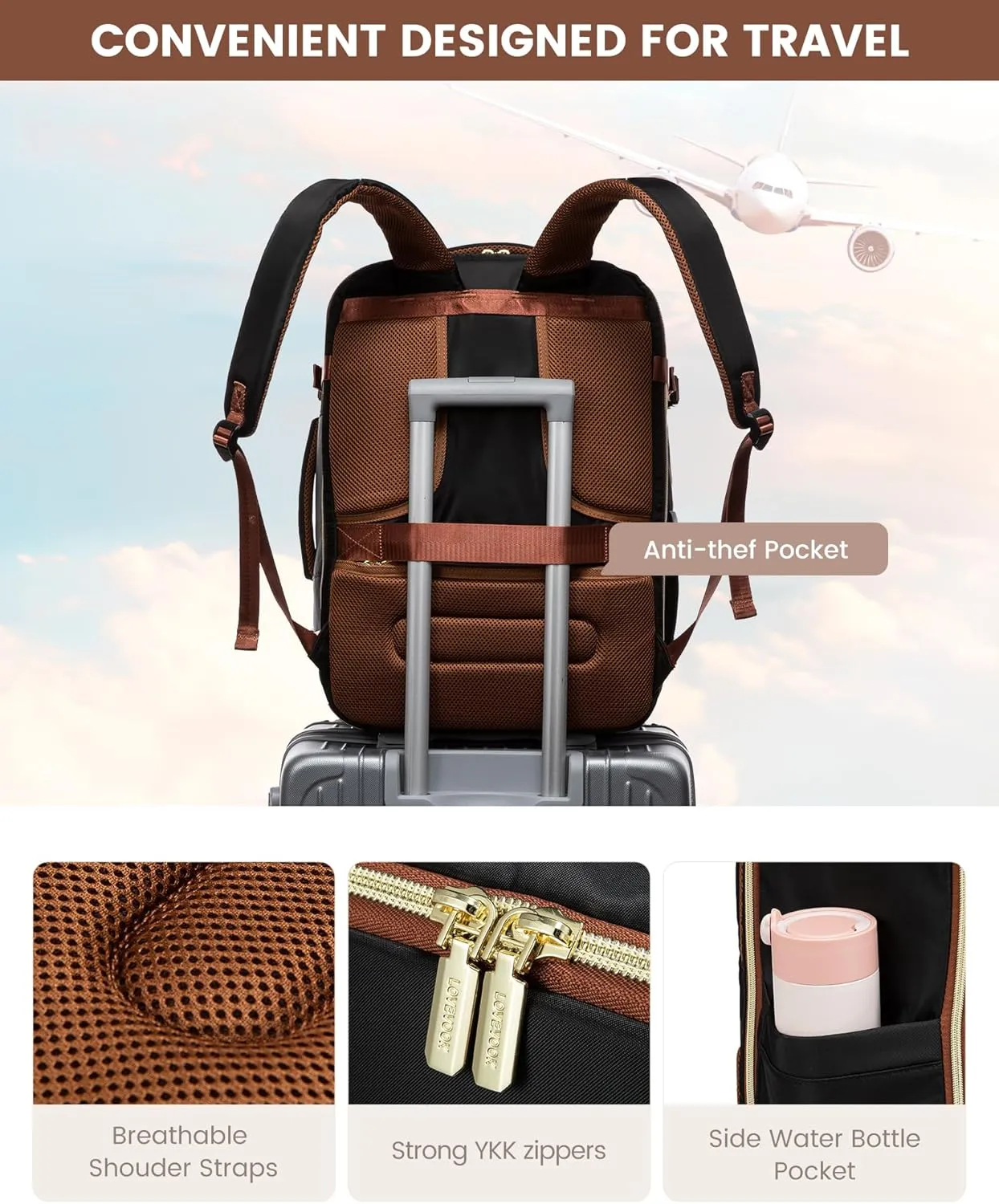 LOVEVOOK Large Travel Backpack for Women & Men, TSA Carry-On with 3 Packing Cubes, Personal Item Fit 17" Laptop, 40L Waterproof Travel Essentials Airline Approved Luggage