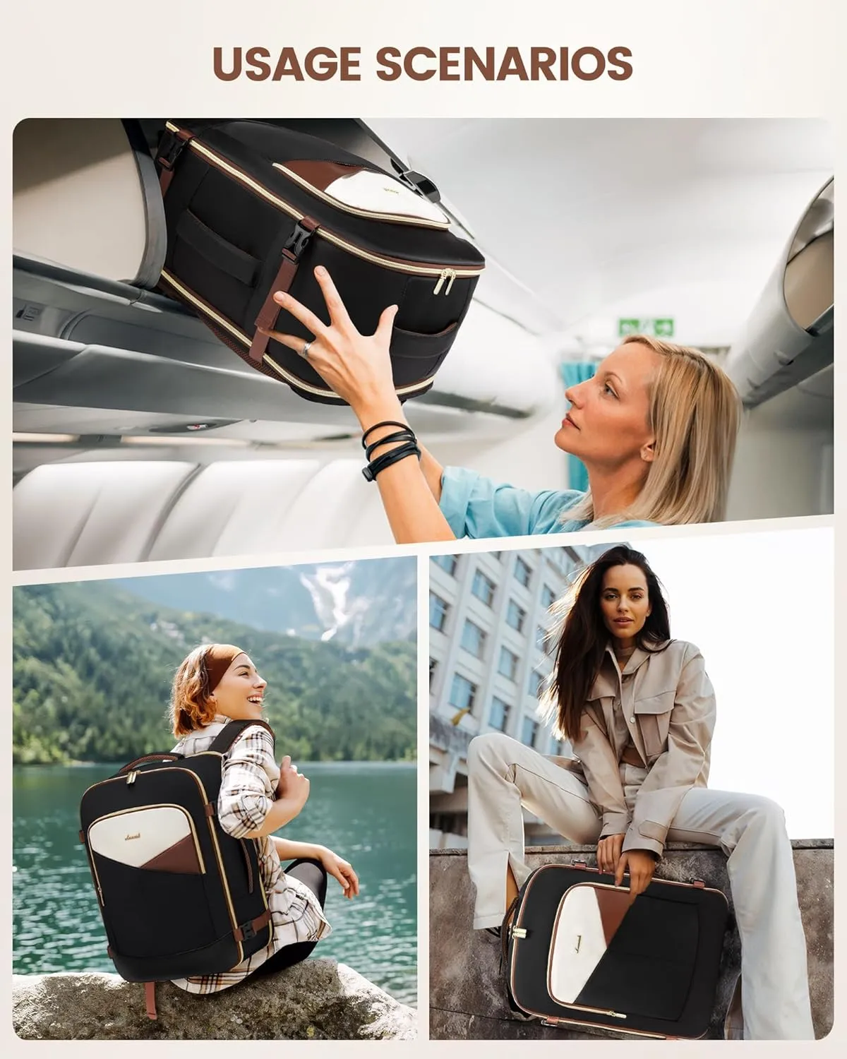 LOVEVOOK Large Travel Backpack for Women & Men, TSA Carry-On with 3 Packing Cubes, Personal Item Fit 17" Laptop, 40L Waterproof Travel Essentials Airline Approved Luggage