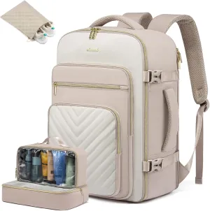 LOVEVOOK Large Travel Backpack for Women, Carry On Bag Backpack Flight Approved, 40L TSA Personal Item Travel Bag with 3 Packing Cubes, Waterproof 17 Inch Laptop Hiking Casual