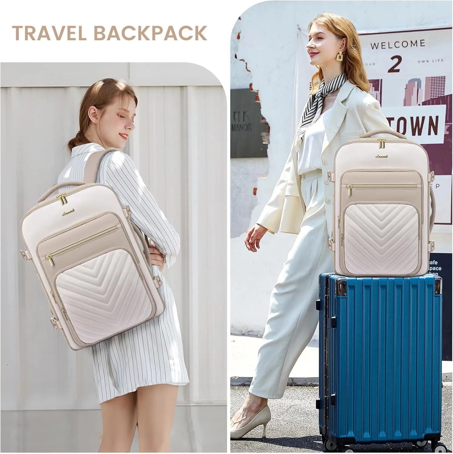 LOVEVOOK Large Travel Backpack for Women, Carry On Bag Backpack Flight Approved, 40L TSA Personal Item Travel Bag with 3 Packing Cubes, Waterproof 17 Inch Laptop Hiking Casual