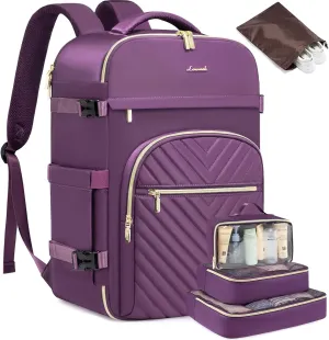 LOVEVOOK Large Travel Backpack for Women, TSA Carry on Backpack for Airplanes, 40L Personal Item Travel Bag fits 17" Laptop, Waterproof Carry on Bag Flight Approved with 4 Packing Cubes