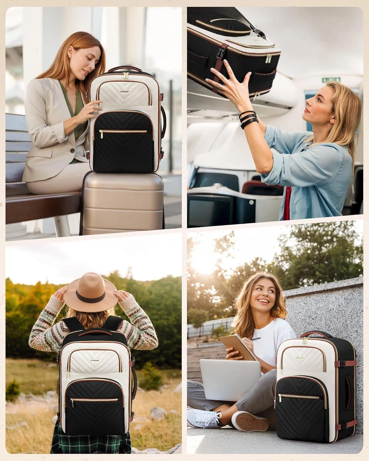 LOVEVOOK Travel Backpack Carry on Flight Approved 40L,Waterproof TSA Travel Essentials Personal Item Backpack for Women Men,Large Carry on Luggage Suitcase Travel Bag for Airplane with 3 Packing Cubes