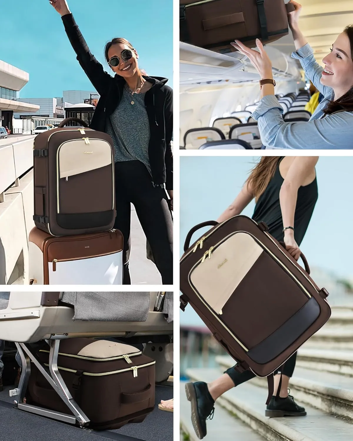 LOVEVOOK Travel Backpack for Women, 40L Carry On Backpack Flight Approved, Large Personal Item Bag Fits 17 inch Laptop, TSA Approved Luggage with 3 Packing Cubes,Waterproof Weekender Gym Essentials