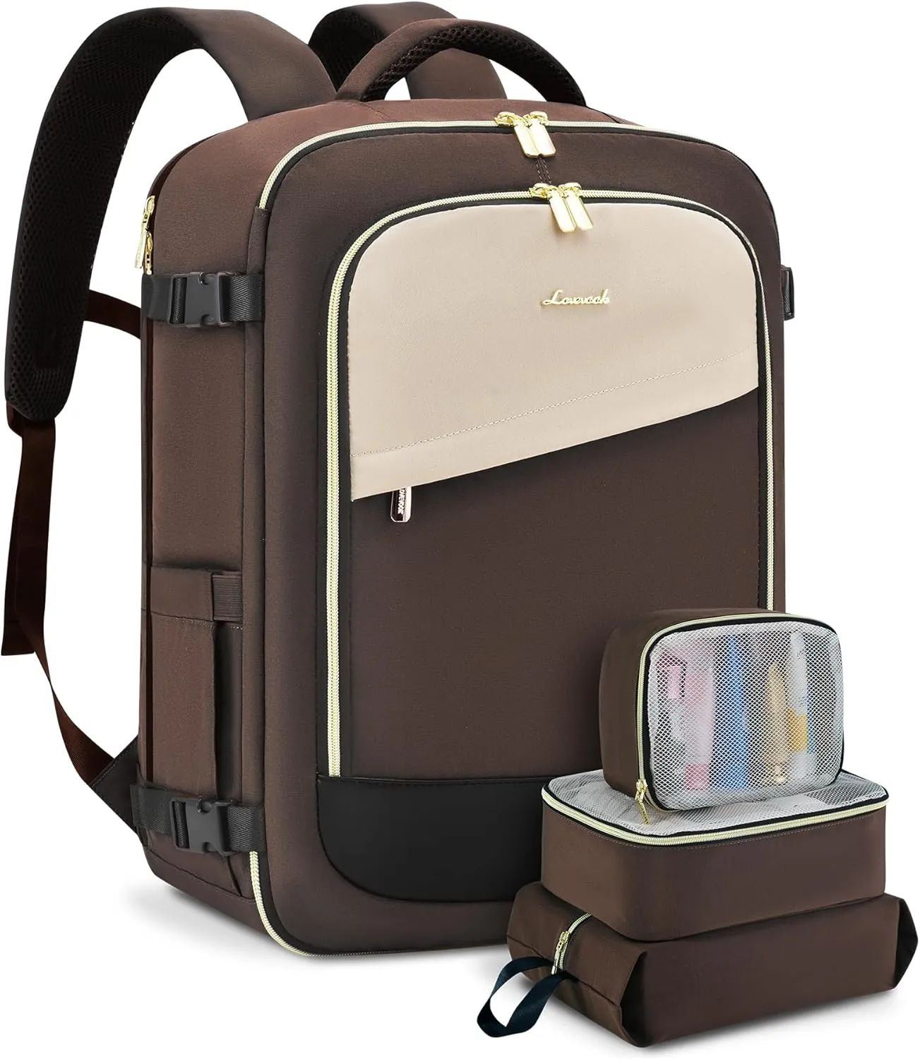 LOVEVOOK Travel Backpack for Women, 40L Carry On Backpack Flight Approved, Large Personal Item Bag Fits 17 inch Laptop, TSA Approved Luggage with 3 Packing Cubes,Waterproof Weekender Gym Essentials