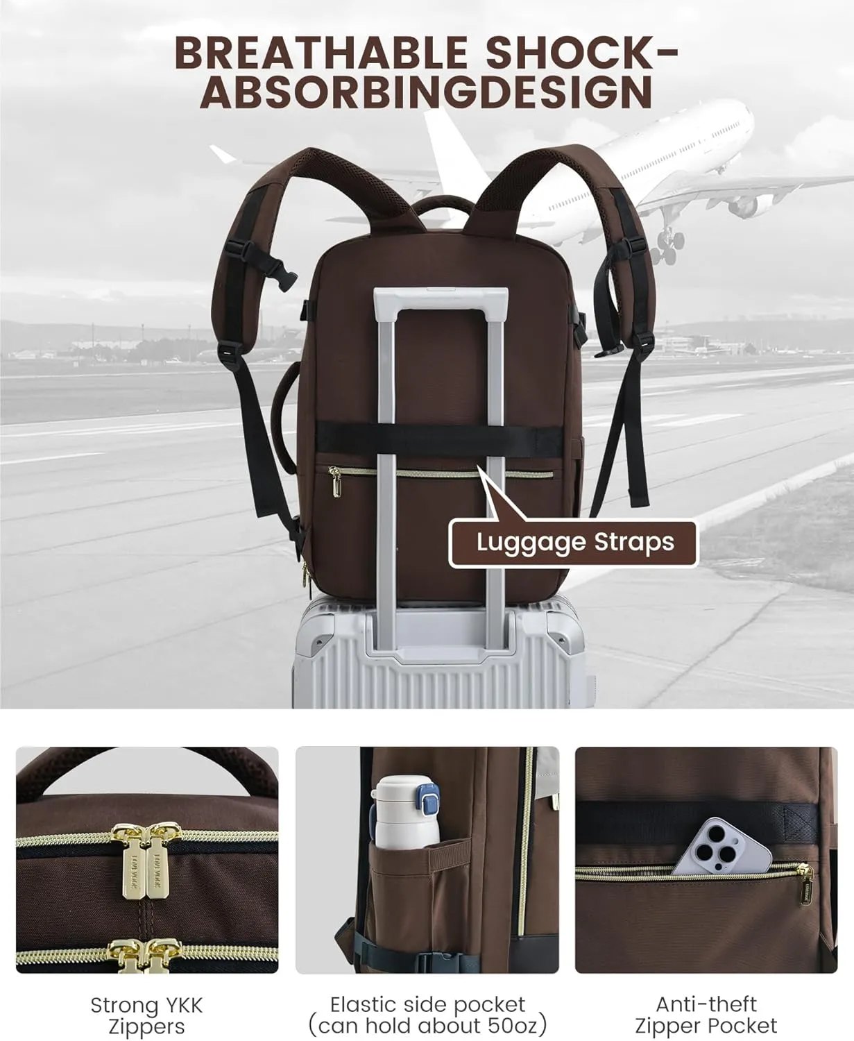 LOVEVOOK Travel Backpack for Women, 40L Carry On Backpack Flight Approved, Large Personal Item Bag Fits 17 inch Laptop, TSA Approved Luggage with 3 Packing Cubes,Waterproof Weekender Gym Essentials
