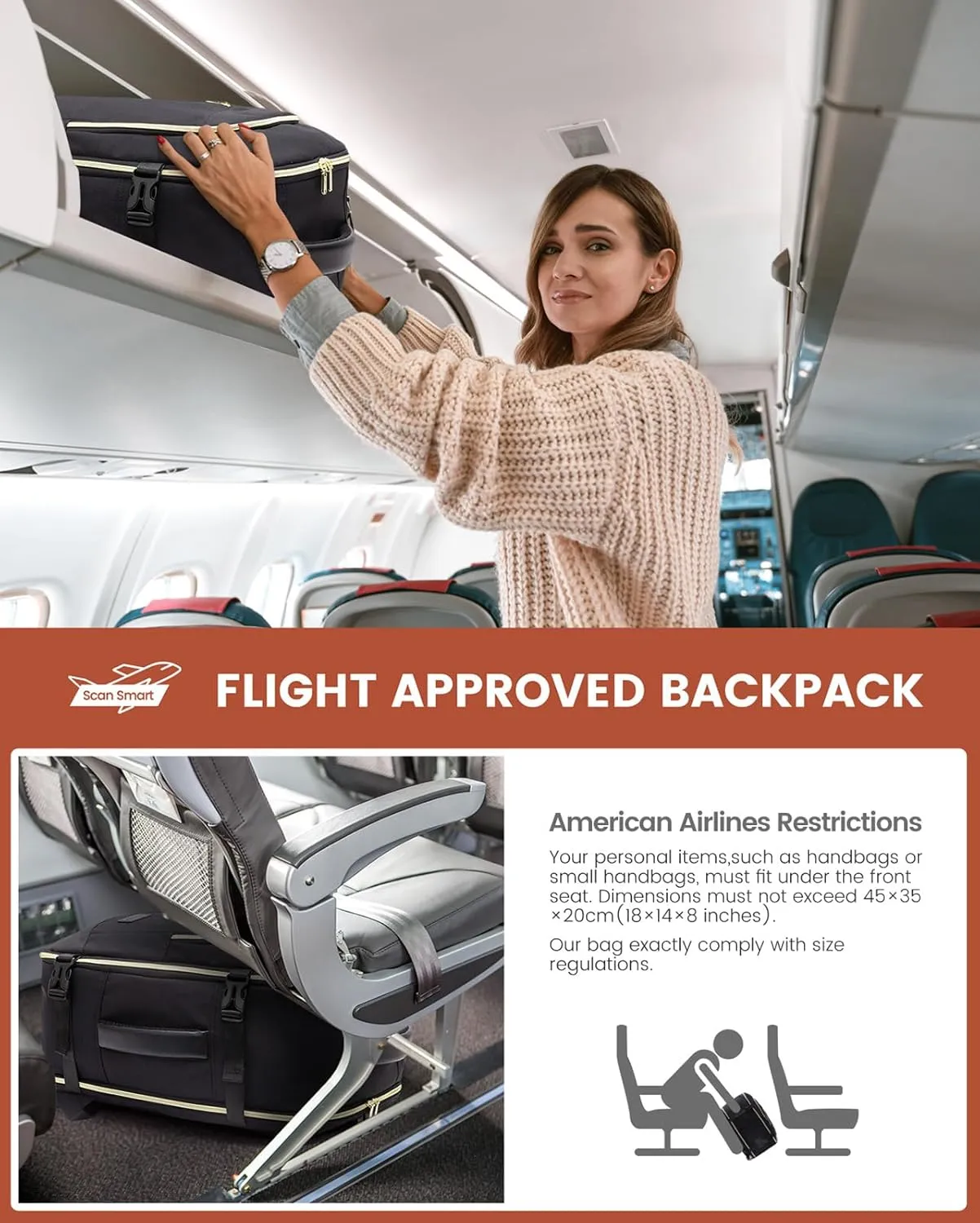 LOVEVOOK Travel Backpack for Women, 40L Carry on Backpack for Airplanes, Large TSA Personal Item Travel Bag Fits 17.3" Laptop, Water-Resistant Business Weekender Back Pack, 4Pcs