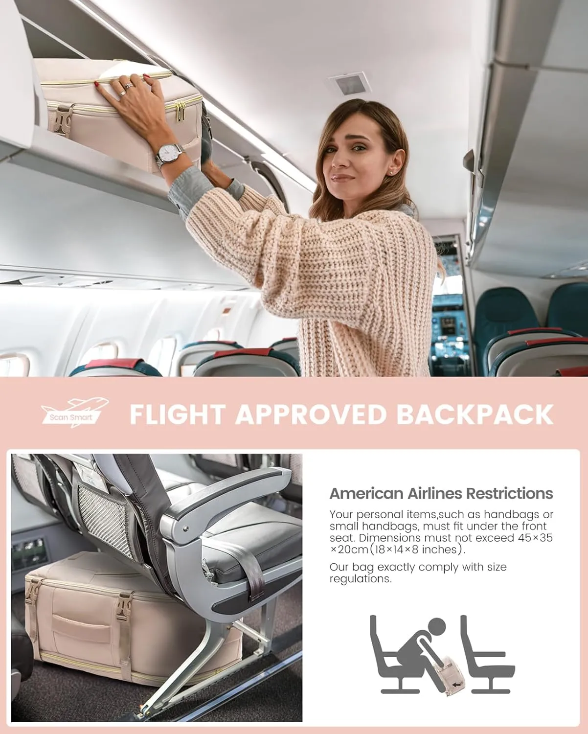 LOVEVOOK Travel Backpack for Women, 40L Carry on Backpack for Airplanes, Large TSA Personal Item Travel Bag Fits 17.3" Laptop, Water-Resistant Business Weekender Backpack, 4Pcs