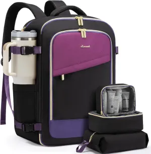 LOVEVOOK Travel Backpack for Women, 40L Carry On Backpack for Airplanes, Personal Item Bag for Airlines Fits 17 inch Laptop, TSA Approved Luggage with 3 Packing Cubes,Waterproof Weekender Gym Backpack