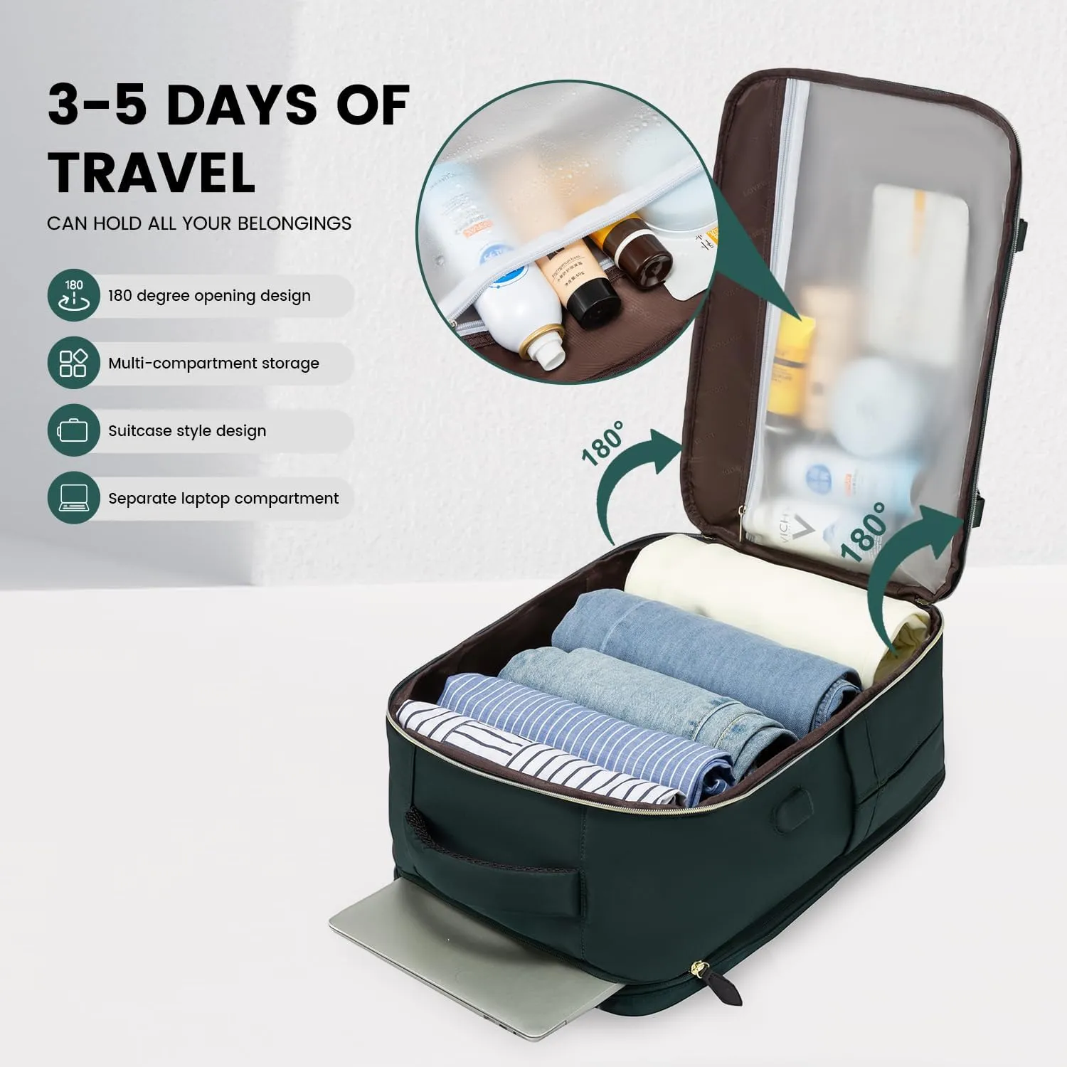 LOVEVOOK Travel Backpack for Women, 40L Carry On Backpack with 3 Packing Cubes,TSA Personal Item Travel Bag Airline Approved, Water Resistant Weekender Overnight Luggage Daypack, Fits 17 Inch Laptop