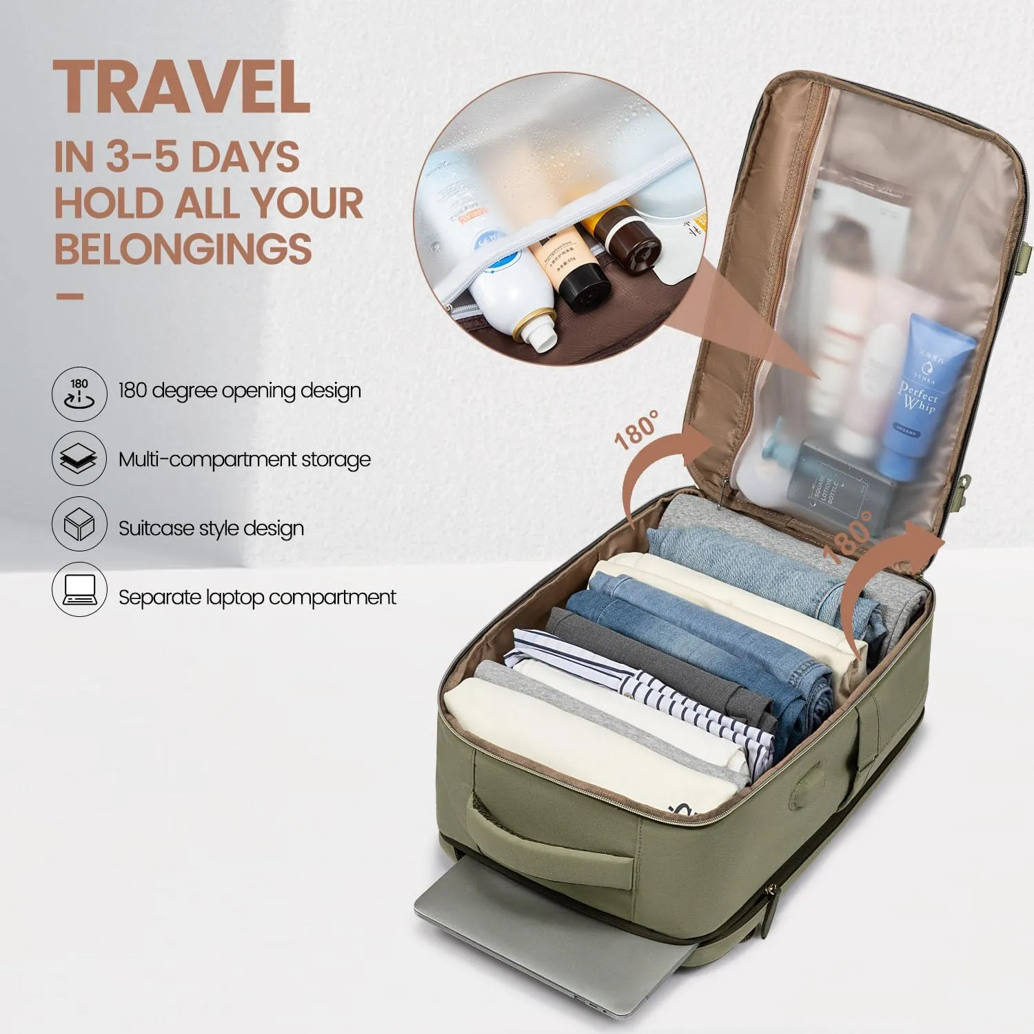 LOVEVOOK Travel Backpack for Women, 40L Carry On Backpack with 3 Packing Cubes,TSA Personal Item Travel Bag Airline Approved, Water Resistant Weekender Overnight Luggage Daypack