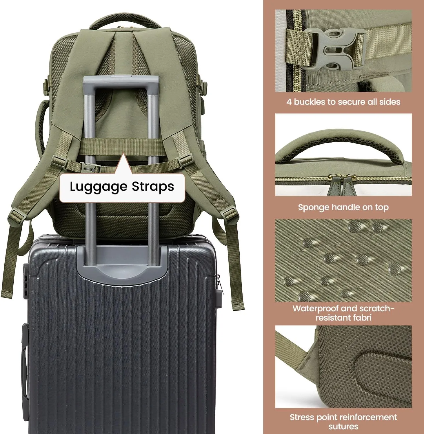 LOVEVOOK Travel Backpack for Women, 40L Carry On Backpack with 3 Packing Cubes,TSA Personal Item Travel Bag Airline Approved, Water Resistant Weekender Overnight Luggage Daypack