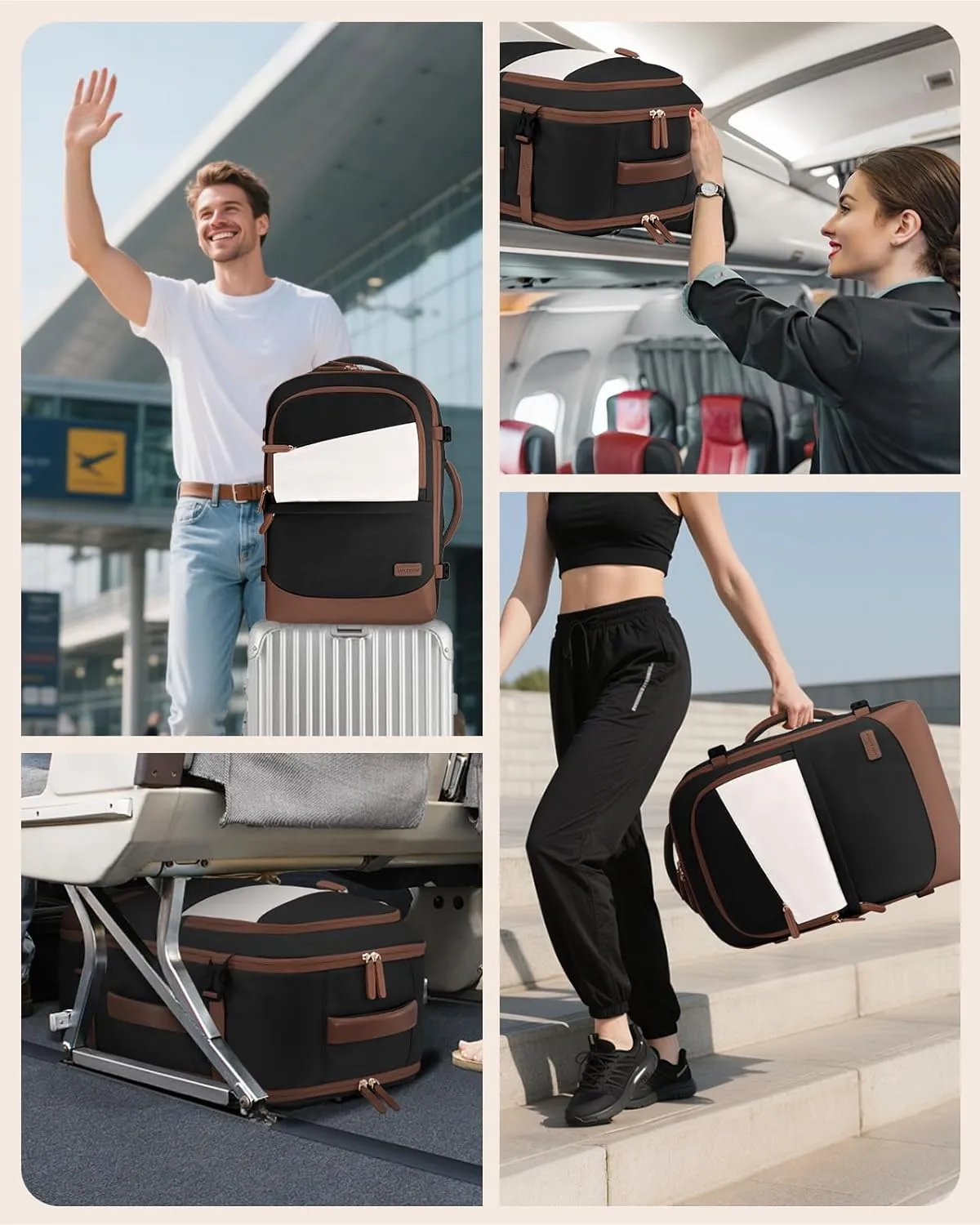 LOVEVOOK Travel Backpack for Women & Men, 40L Carry on Backpack Airline Approved, Large TSA Personal Item Travel Bag fits 17.3" Laptop, Business Weekender Bag for Essentials, 4Pcs