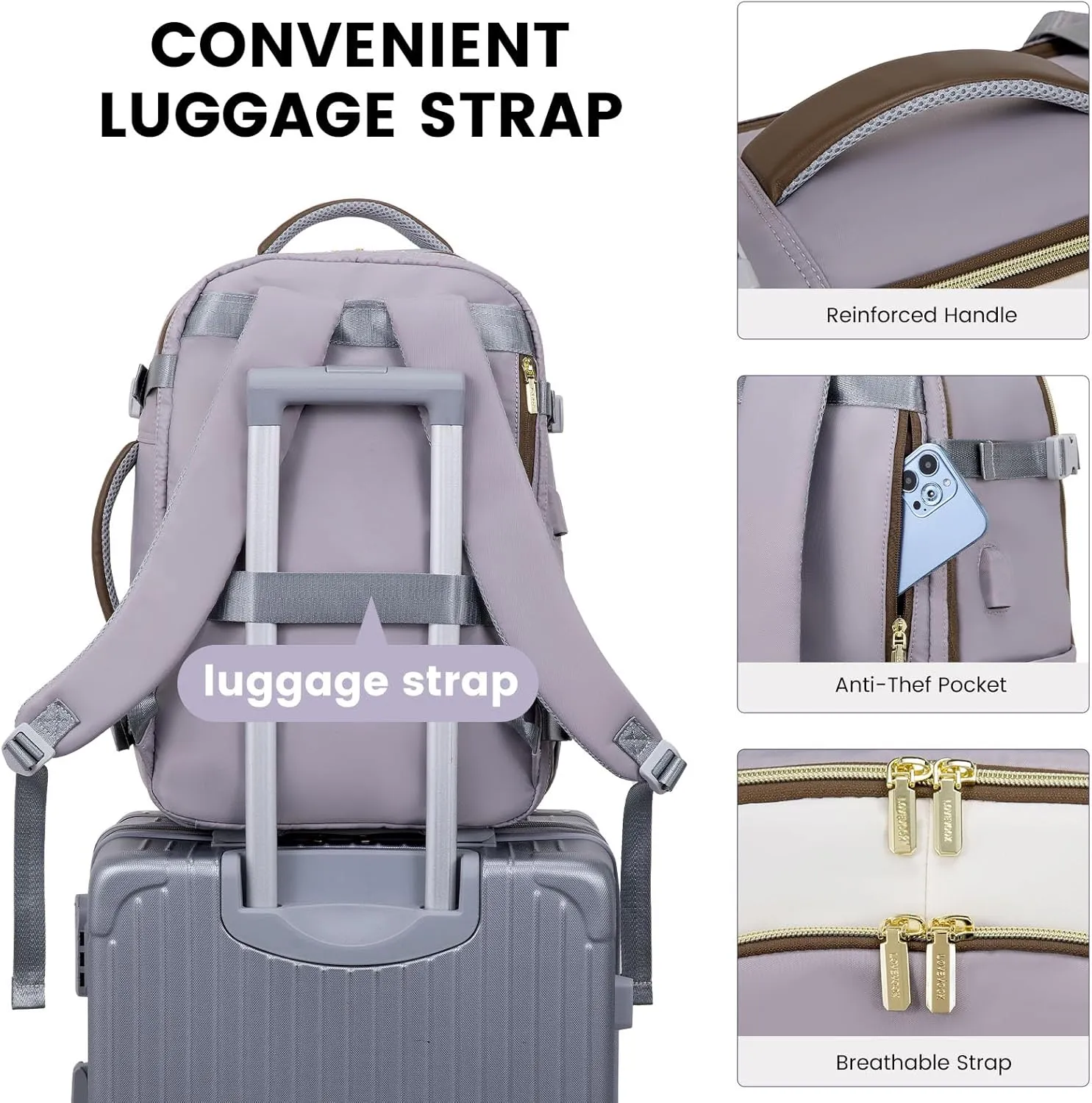 LOVEVOOK Travel Backpack for Women & Men, 40L Carry On Backpack, Personal Item Bag with 3 Packing Cubes, Business Weekender Overnight Luggage Daypack, Fits 17 Inch Laptop, Light Gray