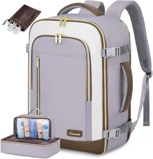 LOVEVOOK Travel Backpack for Women & Men, 40L Carry On Backpack, Personal Item Bag with 3 Packing Cubes, Business Weekender Overnight Luggage Daypack, Fits 17 Inch Laptop, Light Gray