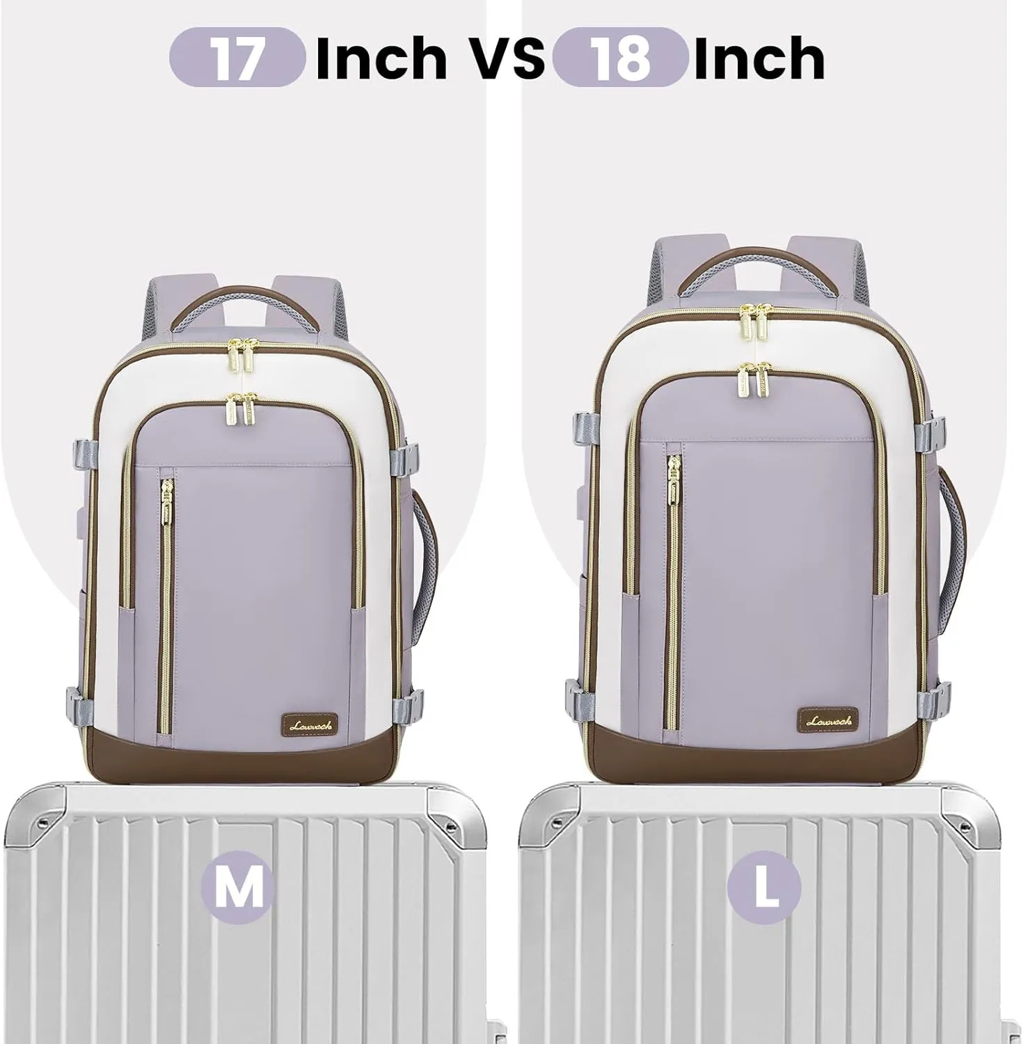 LOVEVOOK Travel Backpack for Women & Men, 40L Carry On Backpack, Personal Item Bag with 3 Packing Cubes, Business Weekender Overnight Luggage Daypack, Fits 17 Inch Laptop, Light Gray