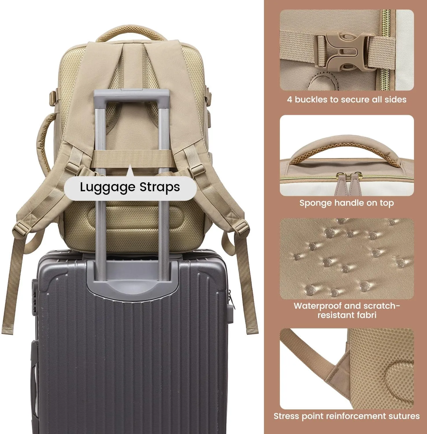 LOVEVOOK Travel Backpack for Women Men, 40L Carry On Backpack with 3 Packing Cubes,TSA Personal Item Travel Bag Airline Approved, Water Resistant Weekender Overnight Luggage Daypack