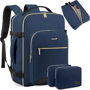 LOVEVOOK Travel Backpack for Women Men as Personal Item Flight Approved, 40L Luggage Carry On Backpack, 17.3inch Large Laptop Backpack Waterproof Outdoor Sports with 3 Packing Cubes,Blue green-Black