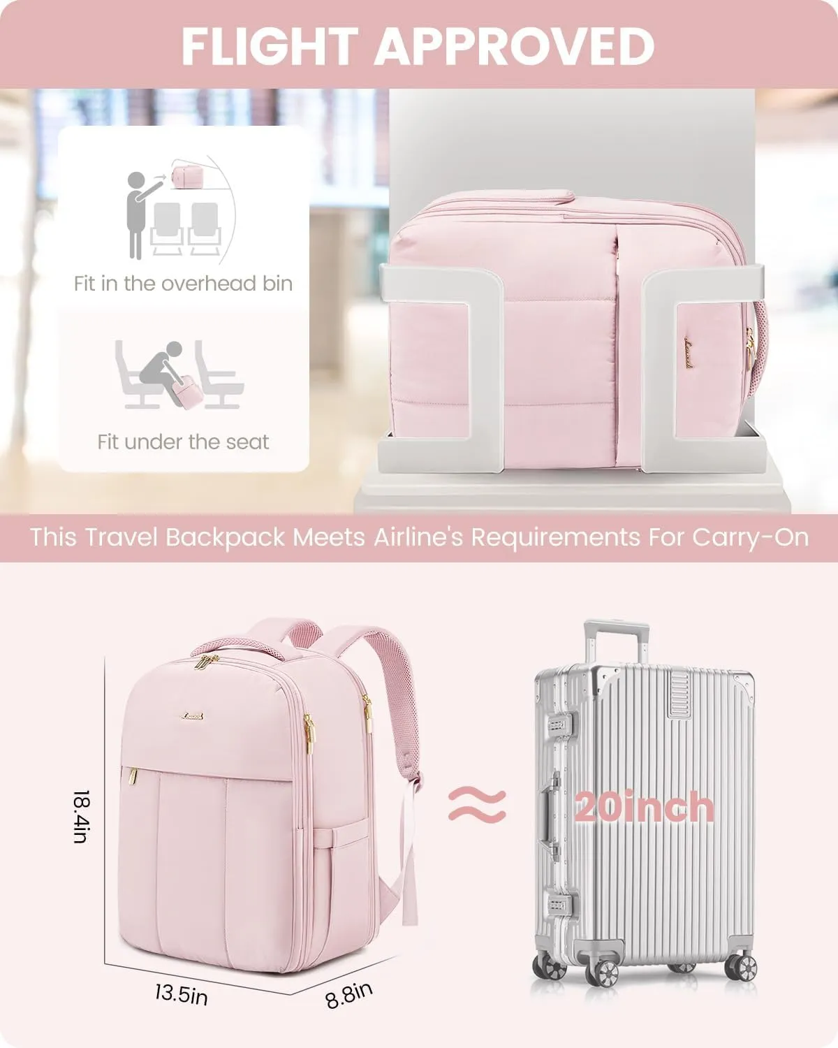 LOVEVOOK Travel Backpack for Women with Shoe Compartment, Puffer Carry on Backpack Flight Approved 40L Personal Item Travel Bag Fits 17inch Laptop, Waterproof Lightweight Bags with 3 Packing Cubes