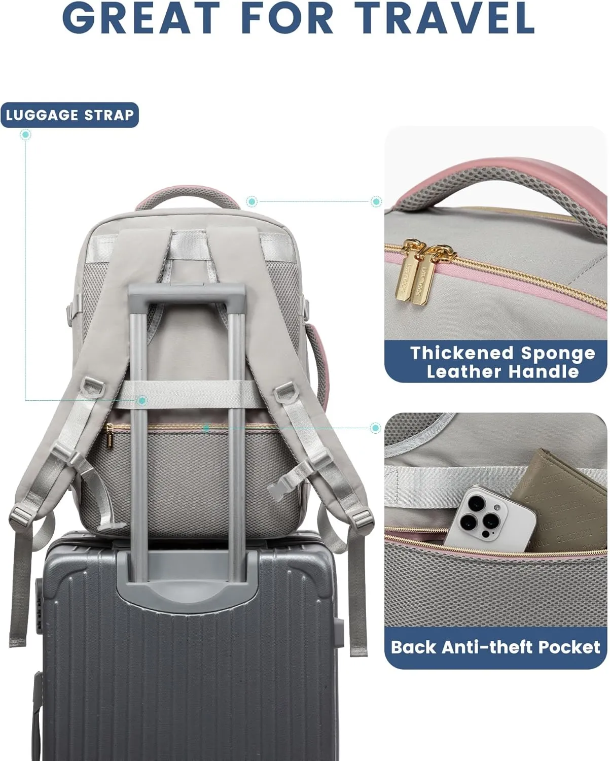 LOVEVOOK Travel Backpack For Women,40L Carry On Backpack Flight Approved,TSA Personal Item Travel Bag Fits 17 Inch Laptop,Business Weekender Overnight Daypack with Toiletry Bag and Cube