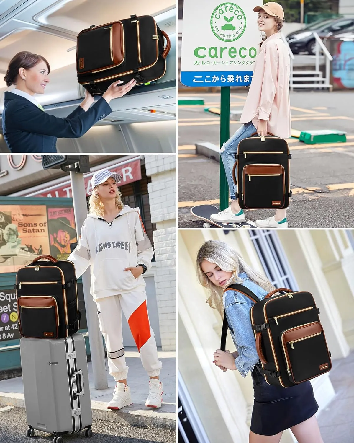 LOVEVOOK Travel Backpack For Women,40L Carry On Backpack Flight Approved,TSA Personal Item Travel Bag Fits 17 Inch Laptop,Business Weekender Overnight Daypack with Toiletry Bag and Cube