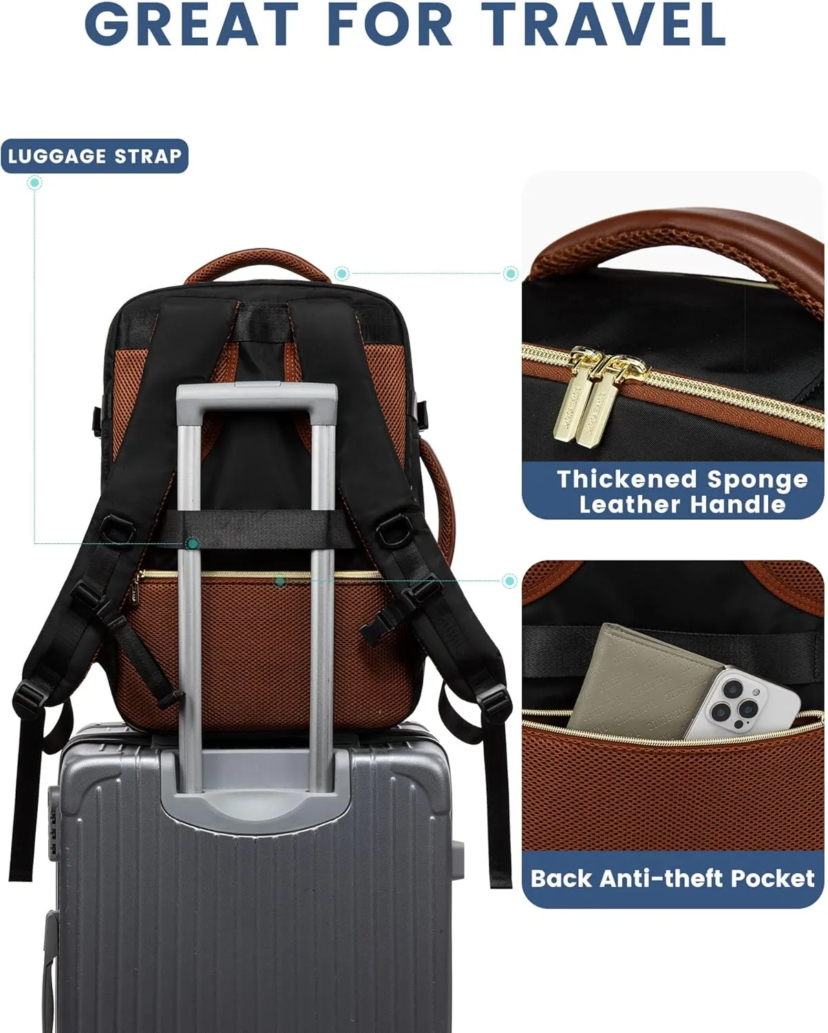 LOVEVOOK Travel Backpack For Women,40L Carry On Backpack Flight Approved,TSA Personal Item Travel Bag Fits 17 Inch Laptop,Business Weekender Overnight Daypack with Toiletry Bag and Cube