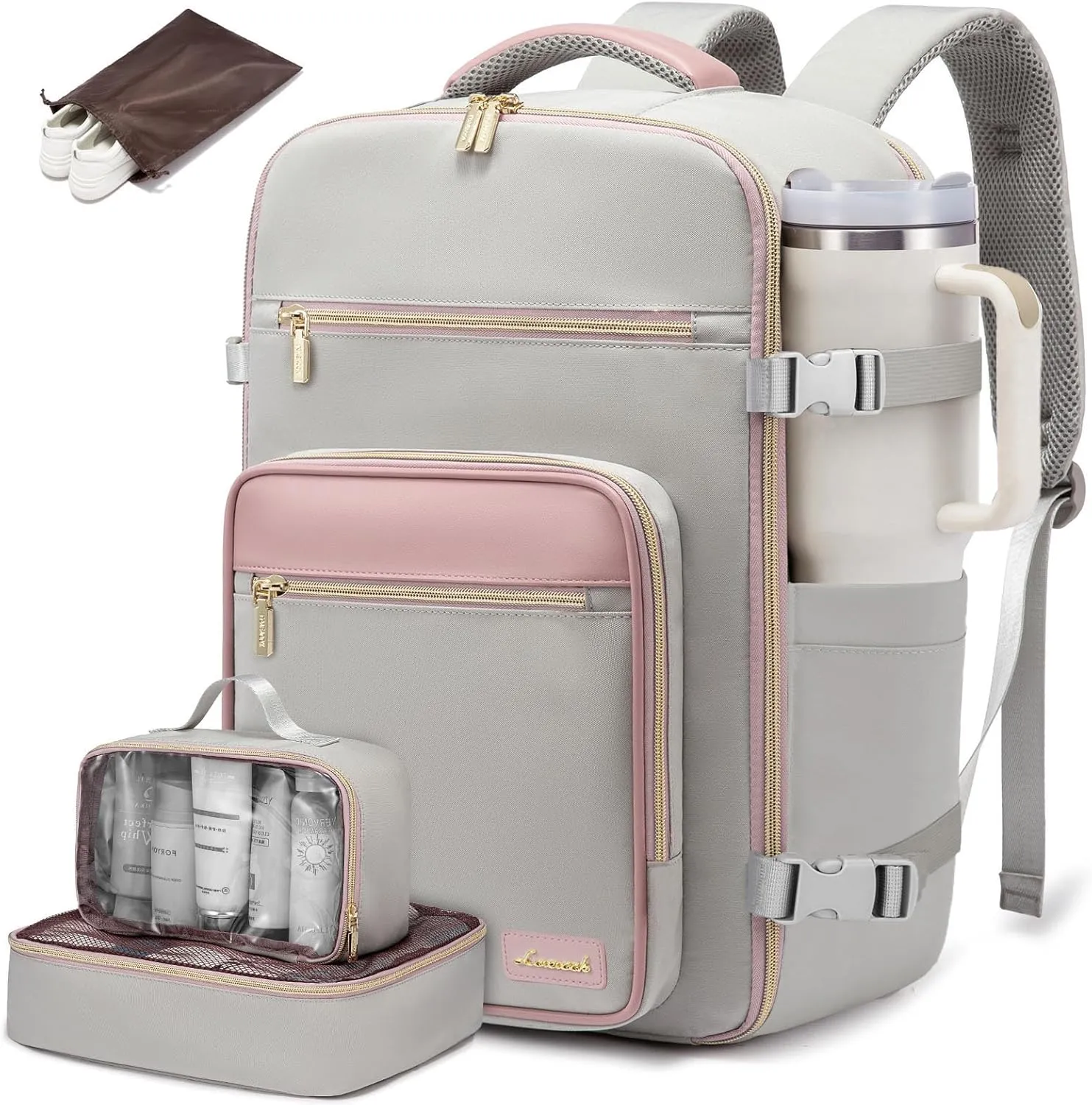 LOVEVOOK Travel Backpack For Women,40L Carry On Backpack Flight Approved,TSA Personal Item Travel Bag Fits 17 Inch Laptop,Business Weekender Overnight Daypack with Toiletry Bag and Cube