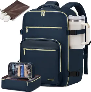LOVEVOOK Travel Backpack For Women,40L Carry On Backpack Flight Approved,TSA Personal Item Travel Bag Fits 17 Inch Laptop,Business Weekender Overnight Daypack with Toiletry Bag and Cube,Dark Blue