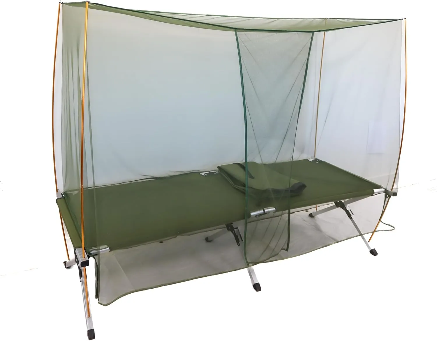 M MCGUIRE GEAR Folding Cot with Mosquito Net, Poles, & Pouch, GI Style Sleeping Cot, Folding Bed, Bug Net, and Camping Tent Cot