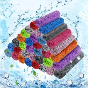 MADHOLLY 50Pcs Cooling Towels - Cool Towel for Neck and Face, Bulk Breathable Cooling Towel for Golf Football Hiking Camping Travel Outdoor Work, Fitness Gym Yoga in Hot Weather (31x12in, 10 Colors)