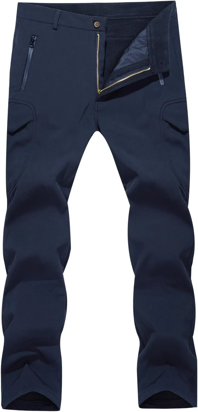 MAGCOMSEN Men's Winter Pants Water Resistant Fleece Lined Snowboard Ski Pants Softshell Tactical Pants with Multi-Pockets