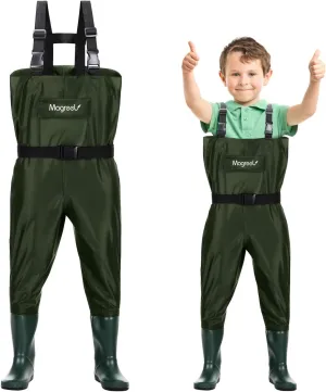 Magreel Child Chest Waders Waterproof Nylon Youth Waders with Boots Fishing & Hunting Waders for Toddler Children Boys Girls