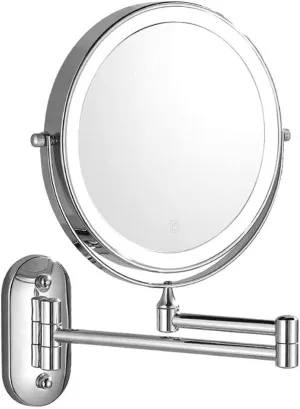 Makeup Mirror Vanity Mirror 8-Inch Wall-Mounted Vanity Mirrors,Double-Sided Mirror Fill Light Makeup Mirror Led Color Temperature Control 3 Coldimming Cosmetic Mirror/Color/10*