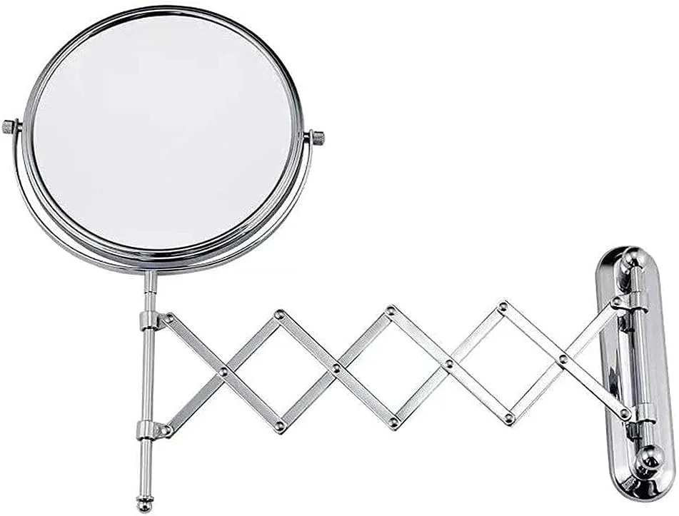 Makeup Mirror Vanity Mirror Wall Mounted Makeup Mirror,Beauty Mirror Vanity Mirrors Pull Net Hanging Wall Folding Telescopic Magnifying Double-Sided Cosmetic Mirror