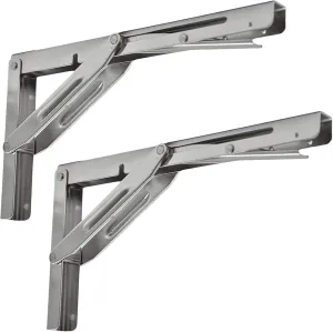 MARINE CITY Table Bracket Long Release Arm, 304 Stainless Steel Folding Shelf Bracket, 12-inch Arm, Supports 550LB, Space-Saving Design for Marine, Boats, Tables, Shelves, Storage Racks