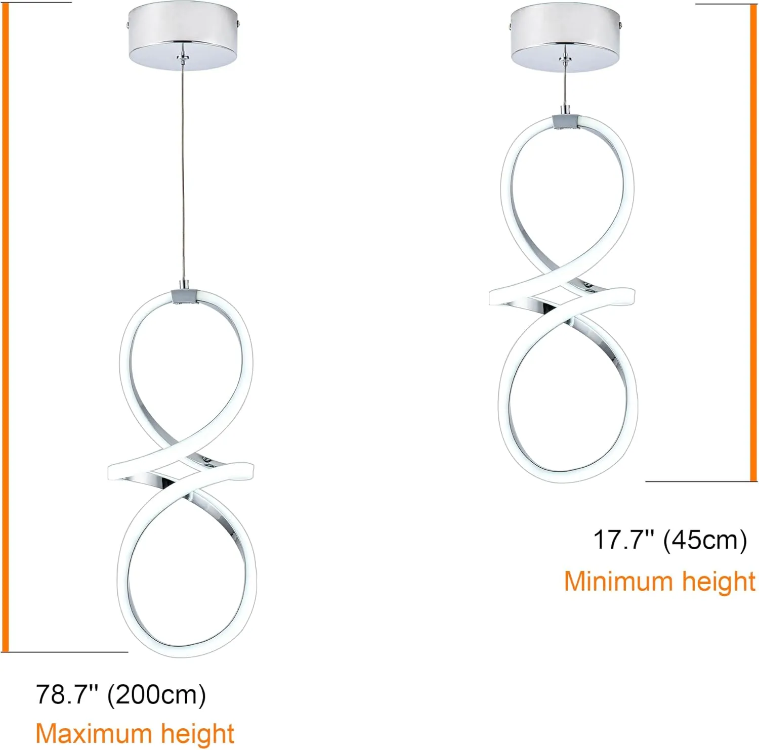 MAYNA Modern LED Pendant Light, Chrome Island Lights for Kitchen, 22W Adjustable Height Hanging Light Fixture for Kitchen Dining Room Bedroom Cafe Table, 1 Pack