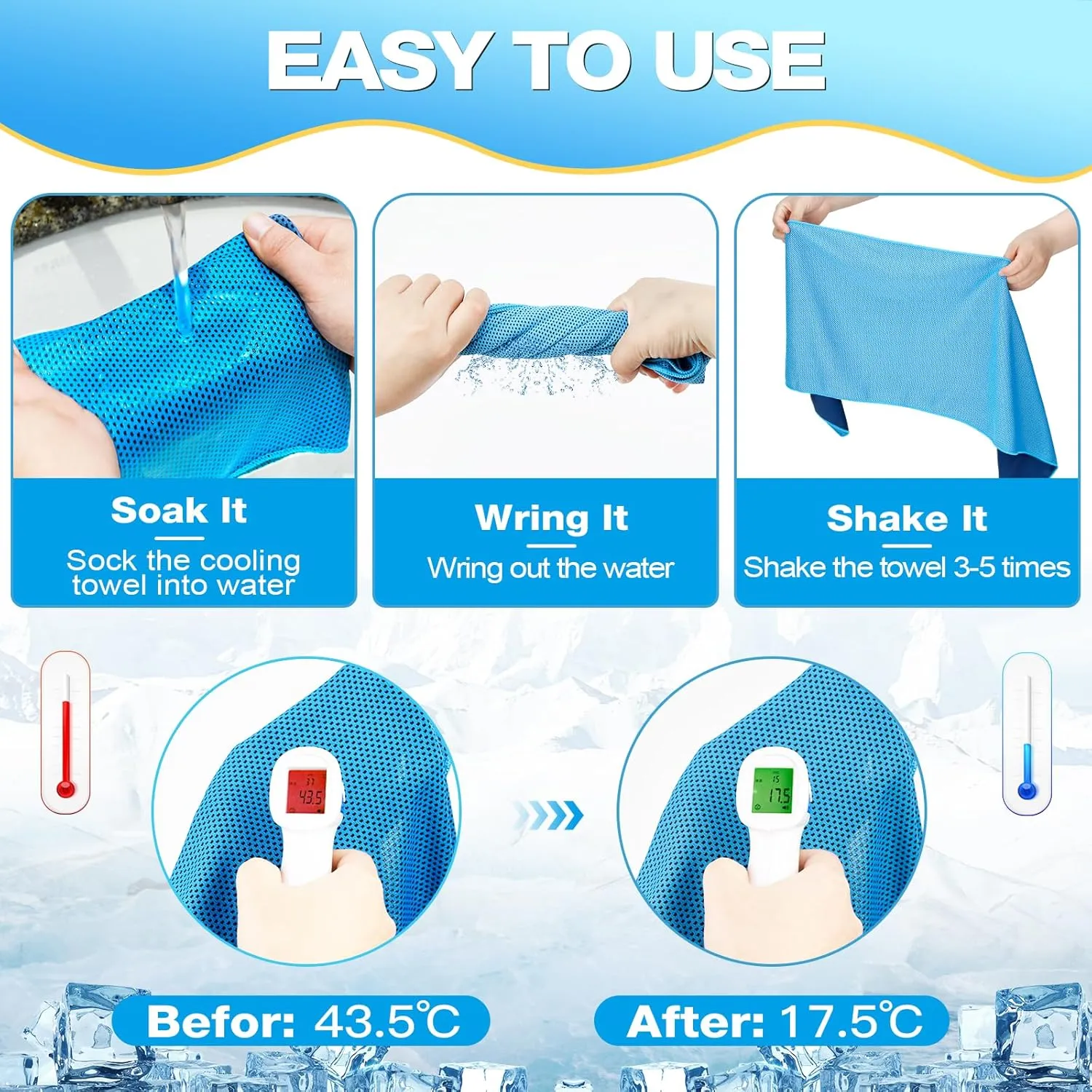 MENOLY 120 Pack Cooling Towel for Neck, Microfiber Soft Workout Ice Chilly Towel for Sports, Gym, Yoga, Camping, Running, Fitness, Workout & More Activities