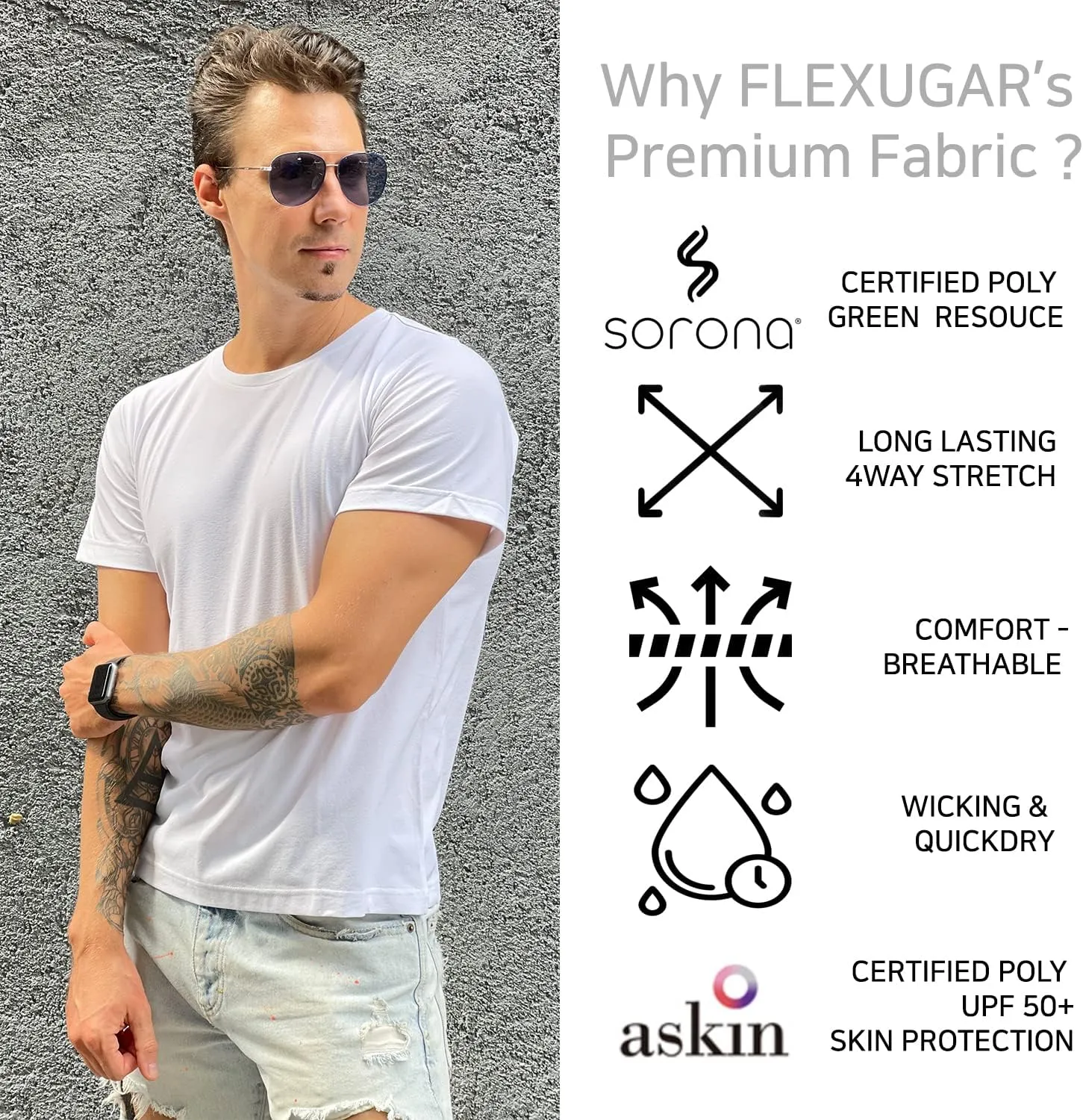 Men's T-Shirts Premium Crew Neck Tee, Short Sleeve T-Shirts for Men Casual Tee- Soft Cool Wicking Quick Dry UPF 50 