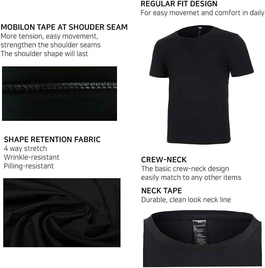 Men's T-Shirts Premium Crew Neck Tee, Short Sleeve T-Shirts for Men Casual Tee- Soft Cool Wicking Quick Dry UPF 50 