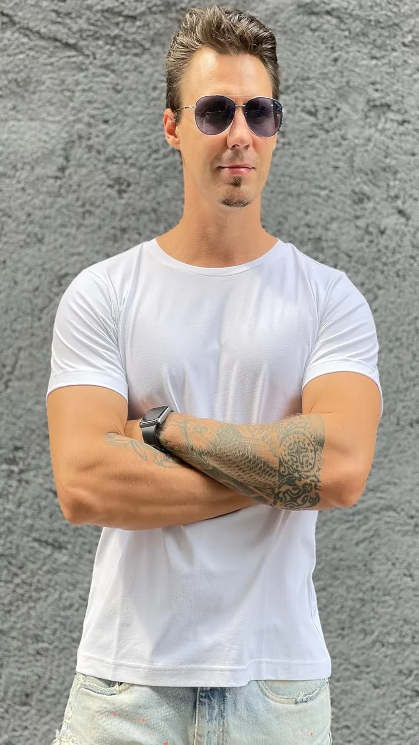 Men's T-Shirts Premium Crew Neck Tee, Short Sleeve T-Shirts for Men Casual Tee- Soft Cool Wicking Quick Dry UPF 50 