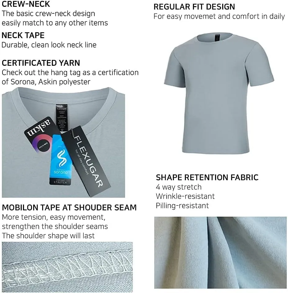 Men's T-Shirts Premium Crew Neck Tee, Short Sleeve T-Shirts for Men Casual Tee- Soft Cool Wicking Quick Dry UPF 50 