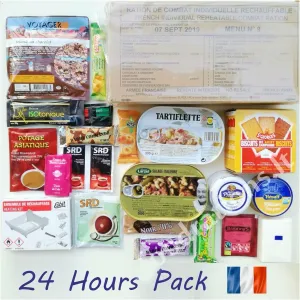 Menu 8: MRE RCIR French Military Food Ration 24H MENU Combat Daily Pack Survival Box Camping Trekking Mountaineering Hiking
