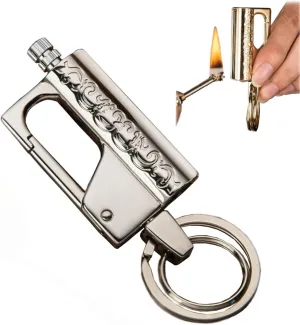 Metal Match Keychain Lighter, Waterproof and Portable, Outdoor Hiking and Camping Metal Lighter, Reusable Kerosene Lighter(C)