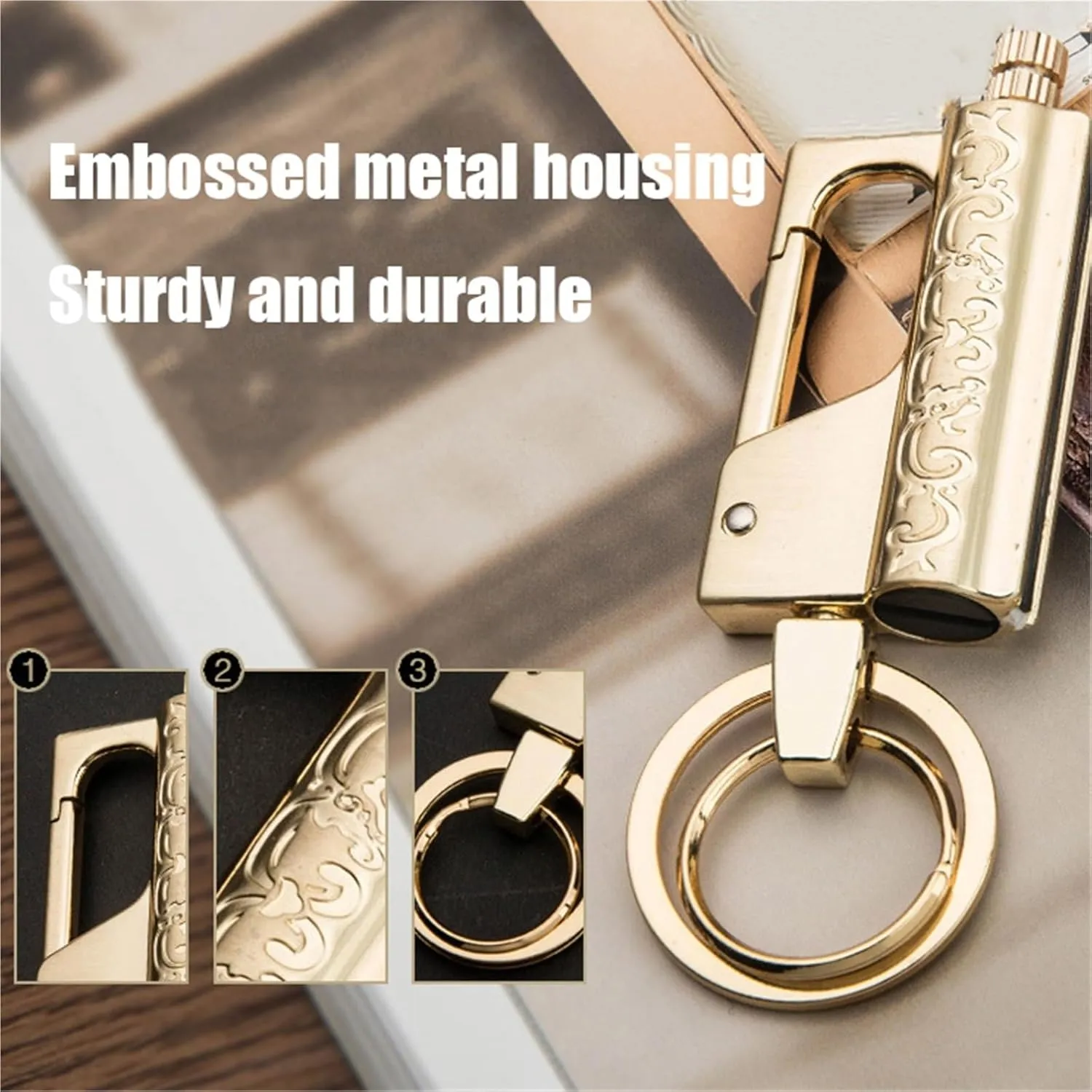 Metal Match Keychain Lighter, Waterproof and Portable, Outdoor Hiking and Camping Metal Lighter, Reusable Kerosene Lighter(C)