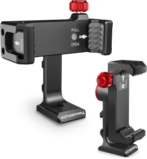 Metal Phone Tripod Mount with 3 Cold Shoes & 1/4" Arca Port, 360° Rotation Cell Phone Tripod Adapter for iPhone,Samsung & All Android Smartphones, Phone Stand Holder for Photography & Video Recording
